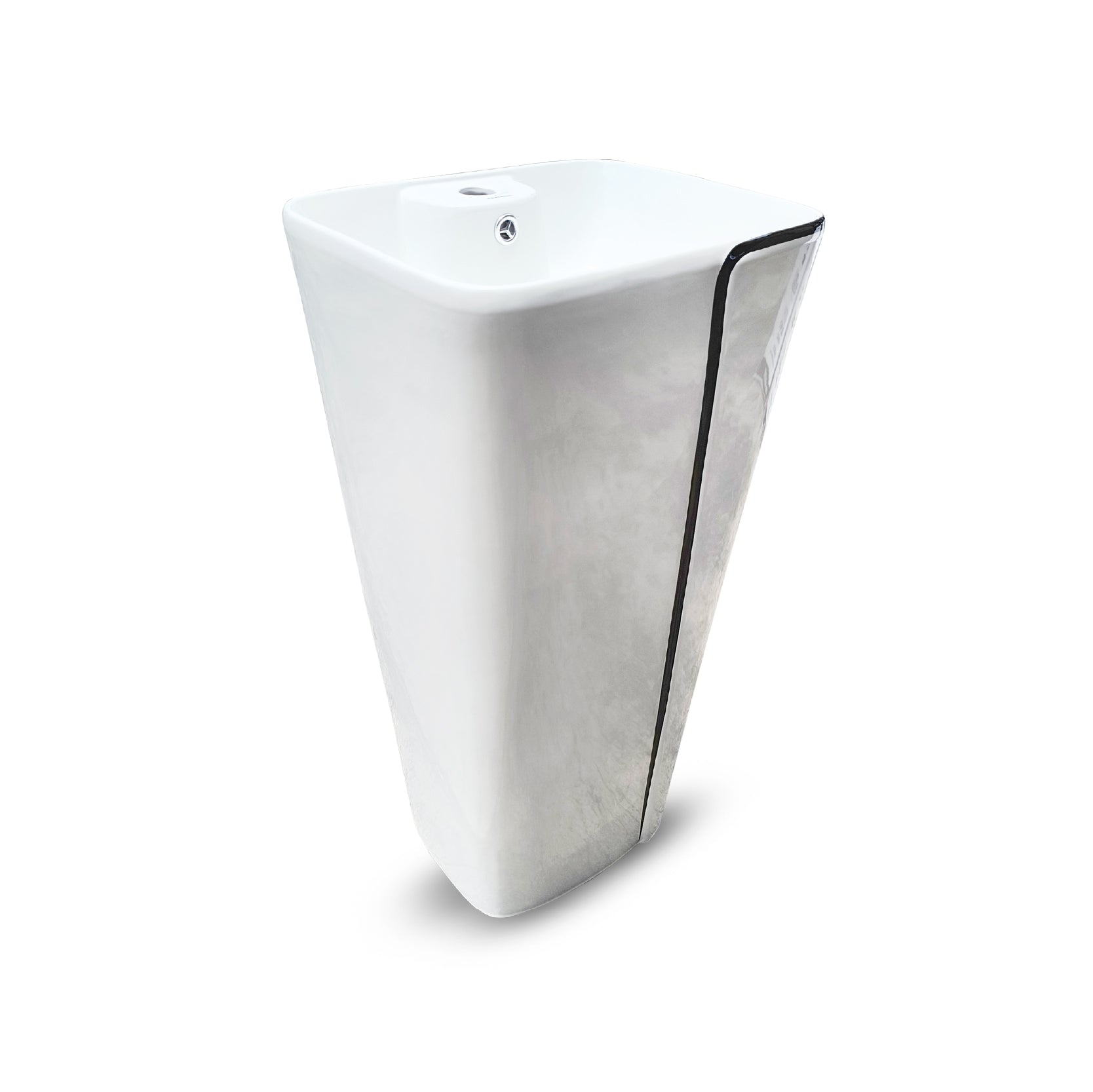 Lavatorio Pedestal Minimalista Blanco C/Negro 8802-Bl (44X36.5X86) - Fratelli